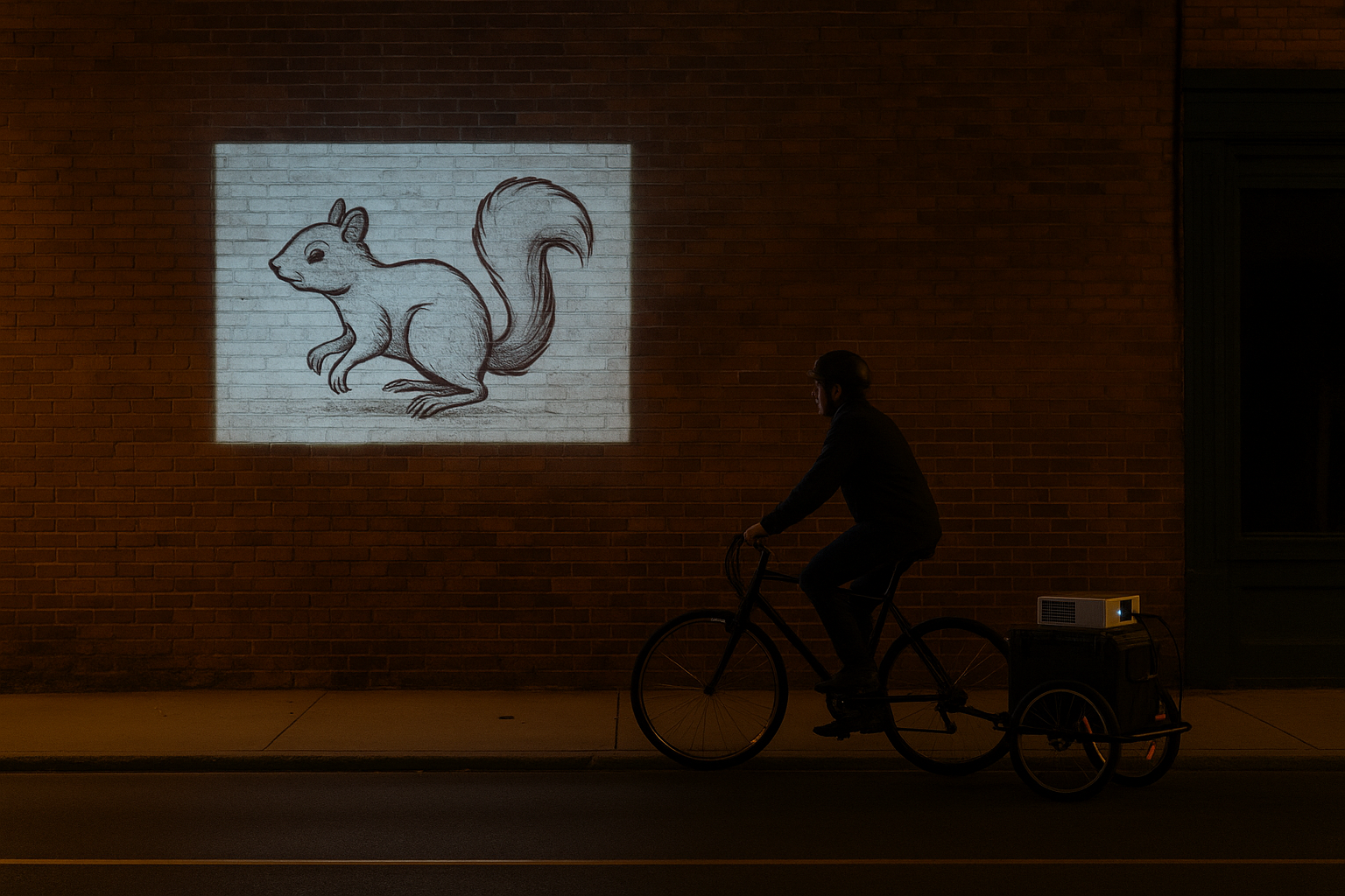 Pedal‑Powered Projections rig and projection placeholder